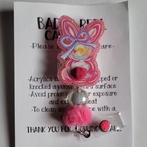 Hand Crafted Pink Bunny Badge Reel